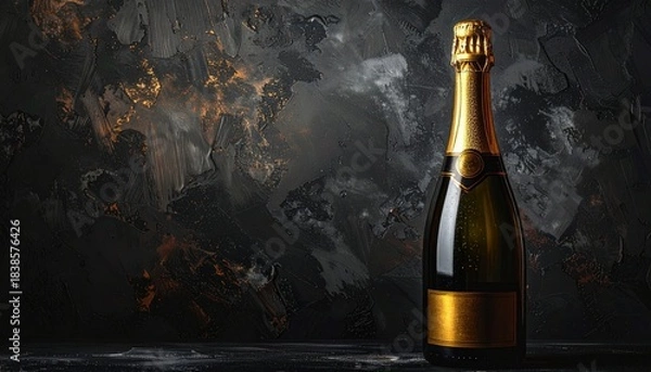 Obraz Aesthetic graphic resource of a champagne bottle to celebrate the new year