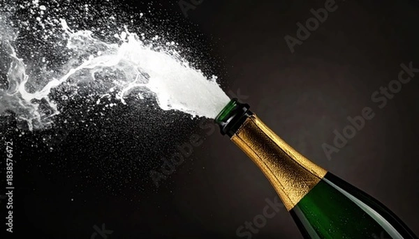Obraz Aesthetic graphic resource of a champagne bottle to celebrate the new year