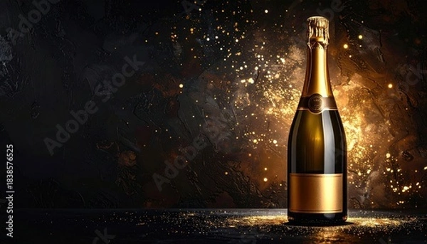 Obraz Aesthetic graphic resource of a champagne bottle to celebrate the new year