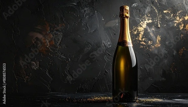 Obraz Aesthetic graphic resource of a champagne bottle to celebrate the new year