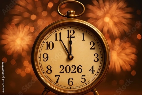 Obraz Retro clock graphic element for the new year's arrival