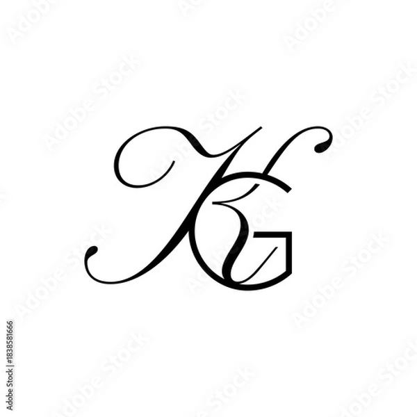 Obraz initial letter g with k script logo