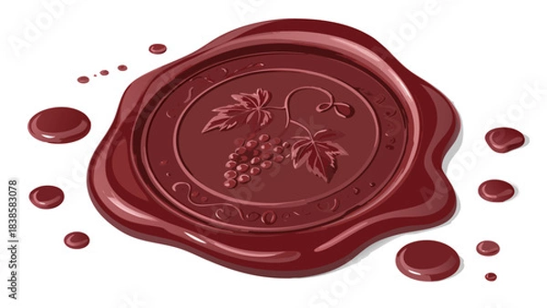 Obraz Vintage certified business guarantee wax seal with red ribbon and approved stamp illustration