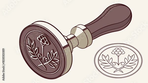 Obraz Wax seal stamp set, closeup of wooden tool for business