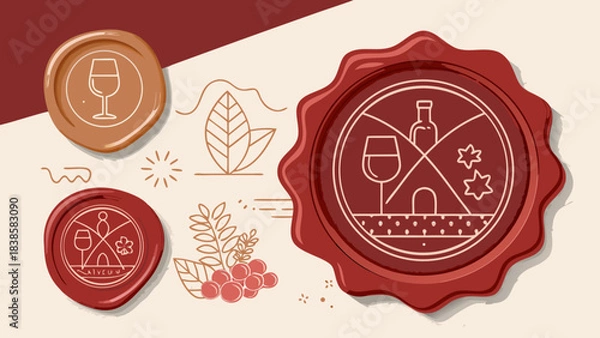 Obraz Vintage wax seal icon illustration on a white background with a decorative frame