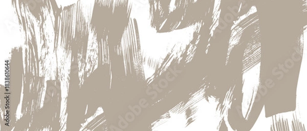 Fototapeta Artistic light gray brown distressed textured paint brush strokes vector background. Grunge pale beige coffee stain retro paintbrush stroke smear with spray texture for banner, surface, poster design