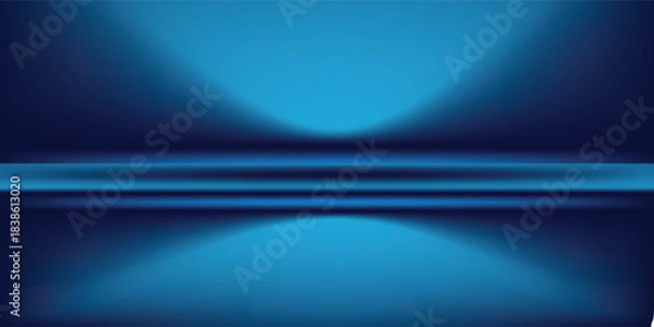 Obraz Studio background dark blue gradient neon light glowing bright floor and wall, vector illustartion.