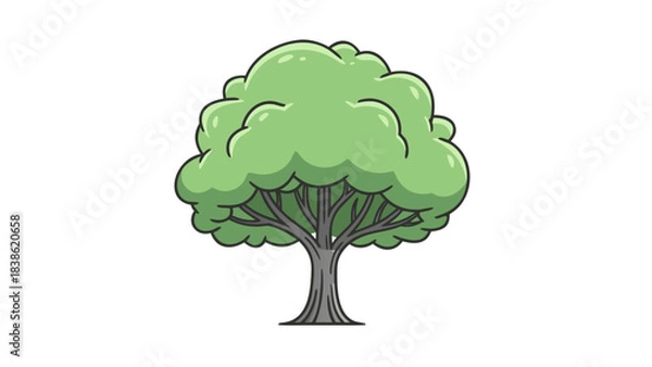 Fototapeta Pixel Art Style Green Tree With Light Blue Foliage and Gray Trunk Set Against a Black Background With Visible Branches and a Textured Base