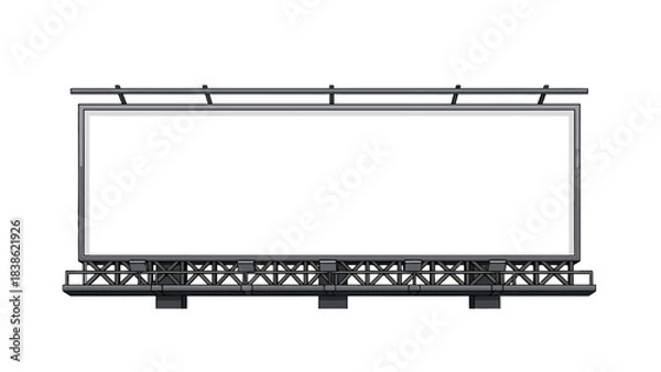 Fototapeta Blank white billboard structure with dark gray metal truss support