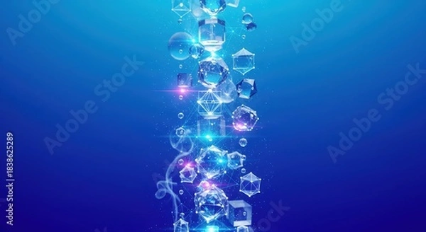 Fototapeta Abstract Quantum Computing Geometric Visualization