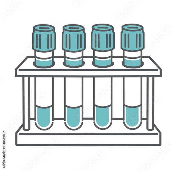 Obraz 試験管立てに並んだ採血管（スピッツ）のイラスト素材（検体セット）