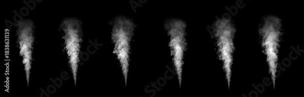 Fototapeta Realistic white smoke or steam effect isolated on black background, perfect for digital design, animation, or special effects projects. Ideal for use in advertising, film, or motion graphics.