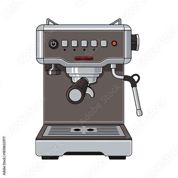 Obraz Modern Espresso Machine Illustration, Coffee Maker, White Background