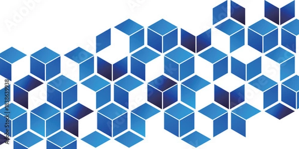 Obraz 青　立体　幾何学　模様　背景