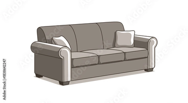 Fototapeta Gray sofa with two cushions on