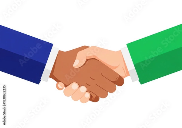 Fototapeta Two people shaking hands in agreement isolated on transparent background