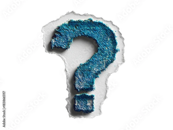 Obraz Light blue textured question mark on a transparent background