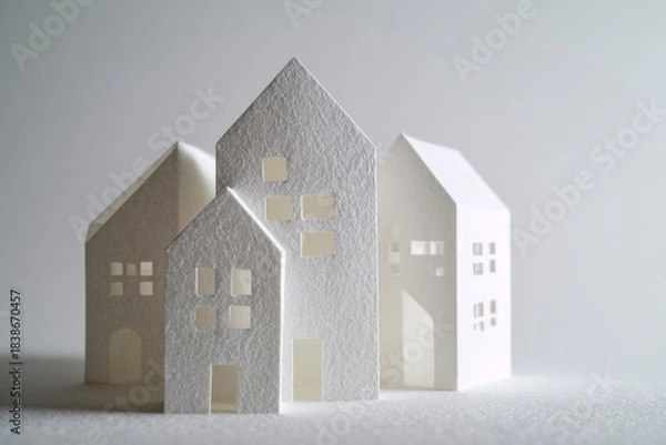 Obraz ペーパークラフト調 ミニチュア住宅モデルの街並み
