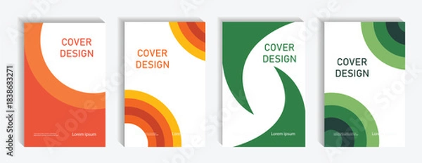 Fototapeta Set of book cover brochure template designs. collection of modern design poster flyer brochure cover layout template with triangle graphic elements. Vector illustration.