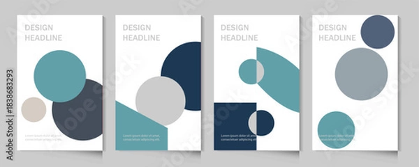 Fototapeta Portfolio geometric design vector set. Business presentation vector A4 vertical orientation front page mock up set. Annual report brochure flyer design template vector.