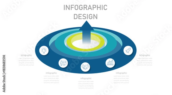 Fototapeta Vector 3D infographic, diagram chart, circle with arrow graph presentation. Timeline design for brochure, presentation. Infographic design layout. Business data visualization.