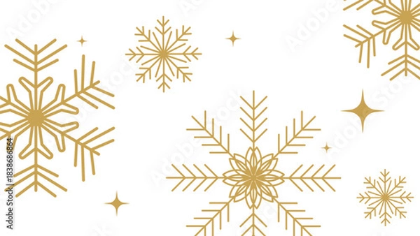 Obraz Luxury gold snowflakes pattern vector white background minimalist design