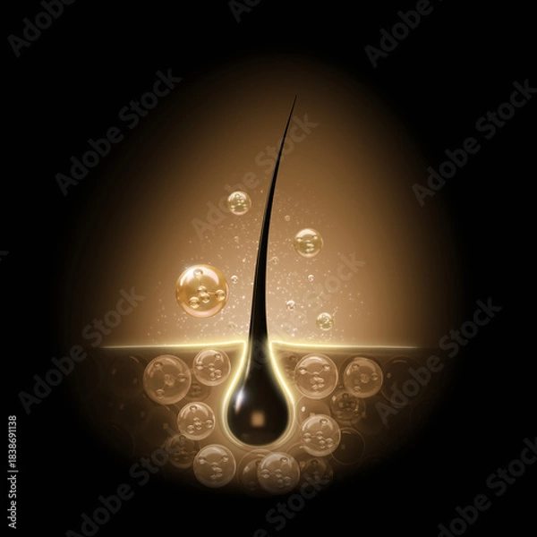 Fototapeta Microscopic view  Molecular , Repair damaged hair from root to tip, 3D rendering