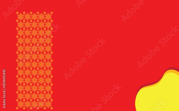 Fototapeta Abstract design golden pattern snowflake elegant red background
