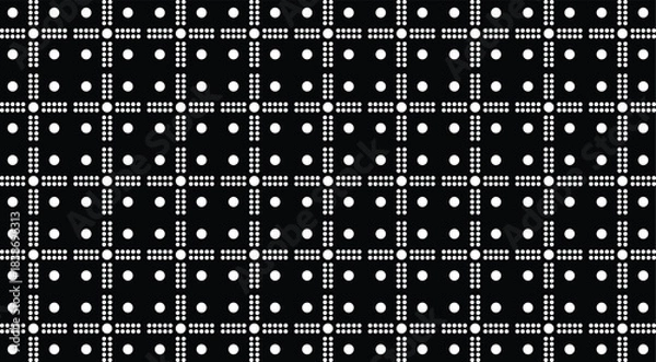 Obraz Seamless Black and White Digital Grid Pattern with White Dots, Monochrome High-Resolution Background for Technology, Gaming, and Retro Design