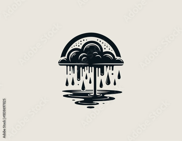 Fototapeta Electric creature Eleking standing with sharp lightning form in bold black vector logo illustration