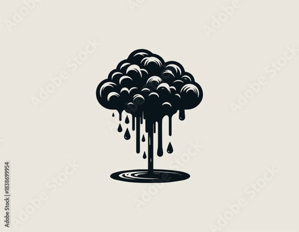 Fototapeta Electric creature Eleking standing with sharp lightning form in bold black vector logo illustration