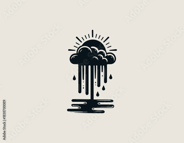 Fototapeta Electric creature Eleking standing with sharp lightning form in bold black vector logo illustration