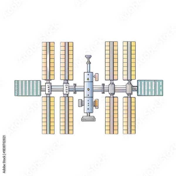 Obraz International Space Station design with transparent background showcases advanced technology and space exploration