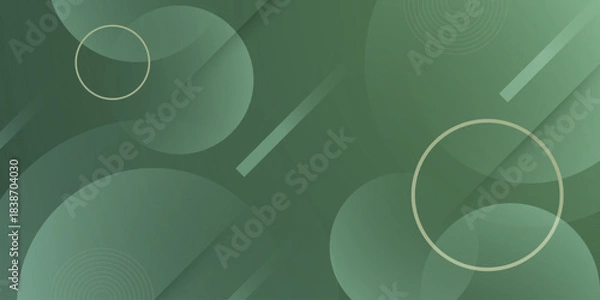 Obraz Abstract green circle pattern background. Simple elegant banner concept element design. Trendy background style.