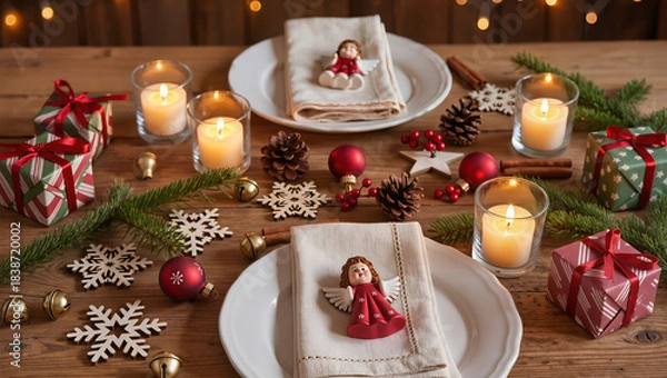 Obraz christmas table decoration