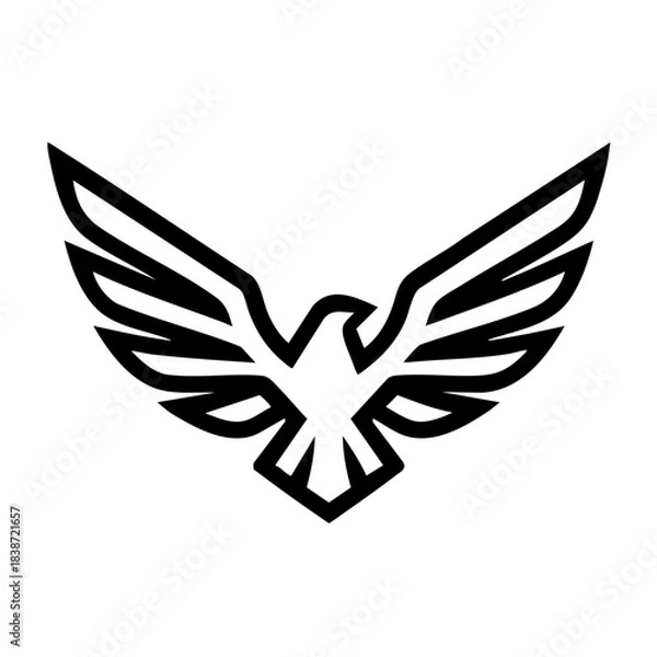 Fototapeta Futuristic eagle wings logo with streamlined segmented feathers