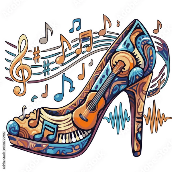 Fototapeta 음악과 구두의 조화 클립아트