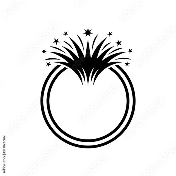 Obraz Firework clock face time burst silhouette vector illustration