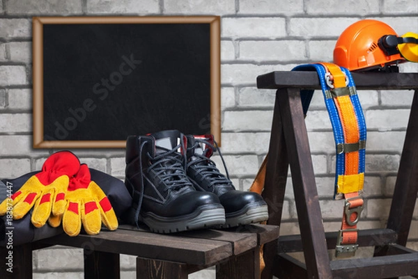 Obraz Industrial protective gear. Place for text.