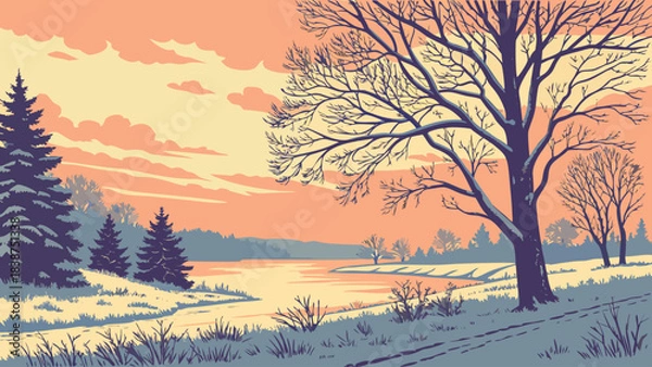 Obraz winter landscape with trees