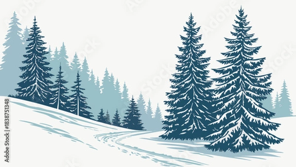 Obraz winter landscape with fir trees