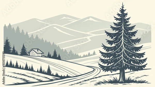 Obraz winter landscape with trees