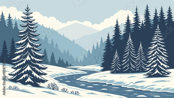 Obraz winter forest landscape