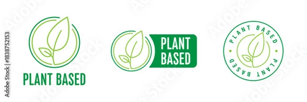 Obraz Iconic leaf logos represent plantbased products perfect for branding and website integration needs.