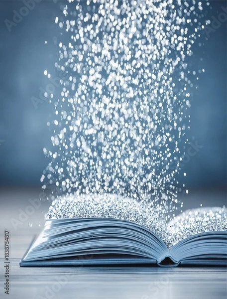 Fototapeta Book of Knowledge - Sparkling Wisdom Pouring from Pages.