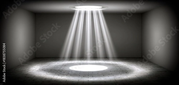 Fototapeta Bright light shining down in room.