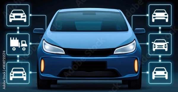 Fototapeta Car Connectivity and Autonomous Driving Technology Concept.