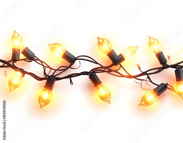 Obraz A luminous string of classic holiday lights casting a warm, inviting glow, perfect for festive seasonal decorations and creating a cozy atmosphere in various design projects