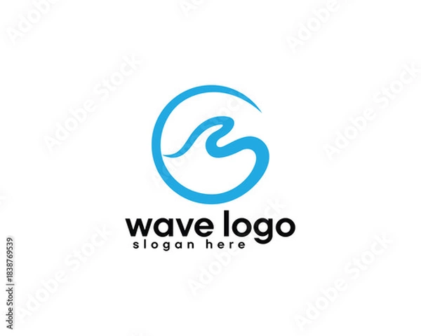 Obraz abstract circular sea waves initials m logo design template