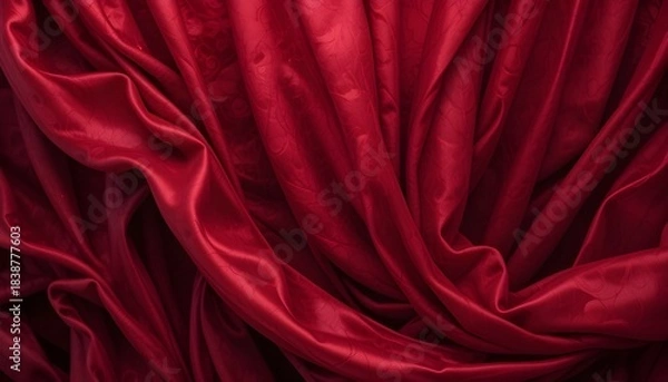 Fototapeta cardinal rad abstract background. silk satin velvet fabric. Elegant luxury rich. Curtain Curtain Folding Line Wave Flow